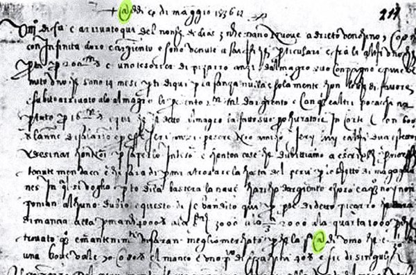 6. francesco lapi letter 1536 at sign